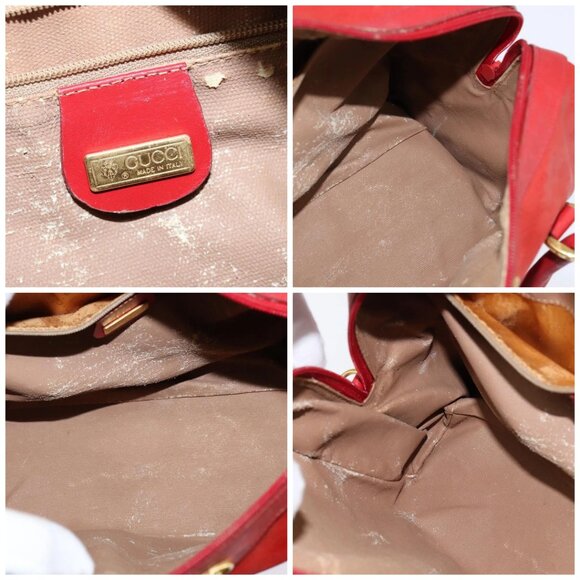 GUCCI Micro GG Canvas Boston Bag Red Gold - Picture 15 of 16